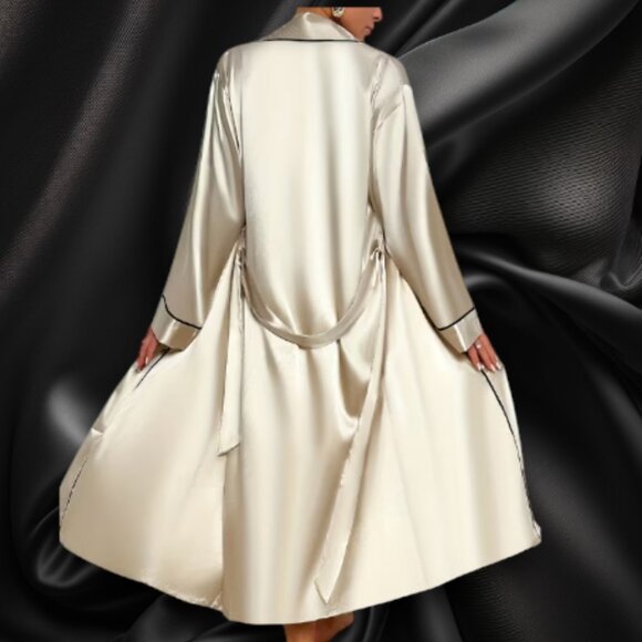 Women’s Satin 2-Piece Sleepwear Set – Champagne Nightgown & Matching Robe - Picture 3 of 11